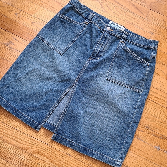 Denim Skirt Retro Style Old Navy Sz 14 100%Cotton..patch pockets & front slit - Picture 8 of 14